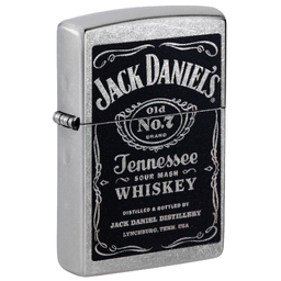Зажигалка ZIPPO Джек Дэниэлс с покрытием поцарапанный хром | Jack Daniels® Street Chrome, латунь/сталь, серебристая, 38x13x57мм для нанесения логотипа