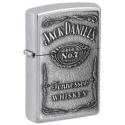 Зажигалка ZIPPO Эмблема Джек Дэниэлс с покрытием Глянцевый хром | Jack Daniels® Emblem High Polish Chrome, латунь/сталь, серебристая, 38x13x57 мм для нанесения логотипа