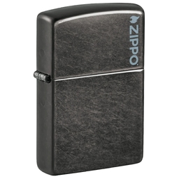 Зажигалка ZIPPO Логотип с темно-серым покрытием | Logo Gray Dusk, латунь/сталь, серая, матовая, 38x13x57 мм для нанесения логотипа
