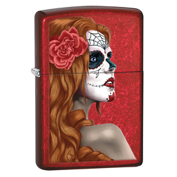 Зажигалка ZIPPO День мертвых с покрытием Красное карамелизированное яблоко | Day of Dead Candy Apple Red™, латунь/сталь,красная,глянцевая, 38x13x57мм для нанесения логотипа