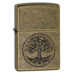 Зажигалка ZIPPO Древо жизни с покрытием античная латунь | Tree of Life Antique Brass, латунь/сталь, медная, матовая, 38x13x57 мм для нанесения логотипа
