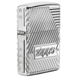 Зажигалка ZIPPO Armor® Заклепки с покрытием Глянцевый хром | Bolts Design High Polish Chrome, латунь/сталь, серебристая, 38x13x57 мм для нанесения логотипа