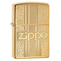 Зажигалка ZIPPO Графический узор с покрытием Глянцевая латунь | Pattern Design High Polish Brass, латунь/сталь, золотистая, 38x13x57 мм для нанесения логотипа