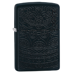 Зажигалка ZIPPO Черный мотив с черным матовым покрытием | Tone on Tone Design Black Matte, латунь/сталь, чёрная, 38x13x57 мм для нанесения логотипа