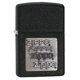 Зажигалка ZIPPO Логотип в золоте с черным покрытием с кракелюром | Gold Zippo Logo Black Crackle™, латунь/сталь, чёрная, матовая, 38x13x57 мм для нанесения логотипа