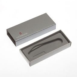 Коробка для ножей VICTORINOX 84 мм толщиной 1-2 уровня, картонная, серебристая для нанесения логотипа