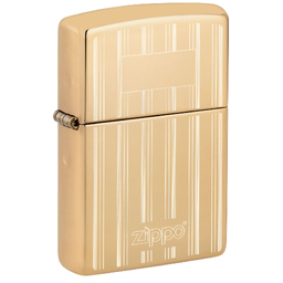 Зажигалка ZIPPO классическая с покрытием Глянцевая латунь | Classic High Polish Brass, латунь/сталь, золотистая, 38x13x57 мм для нанесения логотипа
