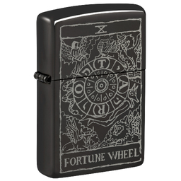 Зажигалка ZIPPO Колесо фортуны с черным глянцевым покрытием | Wheel Of Fortune High Polish Black, латунь/сталь, черная, глянцевая, 38x13x57 мм для нанесения логотипа