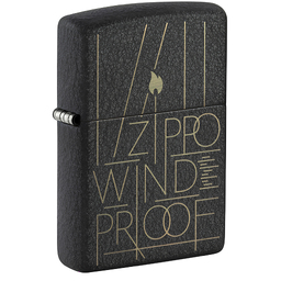 Зажигалка ZIPPO Искусство линий с черным покрытием с кракелюром | Line Art Black Crackle™, латунь/сталь, чёрная, матовая, 38x13x57 мм для нанесения логотипа