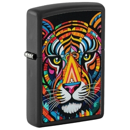 Зажигалка ZIPPO Полосатый тигр с черным матовым покрытием | Tiger Stripes Design Black Matte, латунь/сталь, черная, 38x13x57 мм для нанесения логотипа