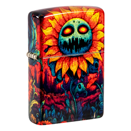 Зажигалка ZIPPO Зловещий подсолнух с покрытием Искусственно состаренная латунь | Spooky Sunflower 540 Tumbled Brass, латунь/сталь, разноцв.,38x13x57мм для нанесения логотипа