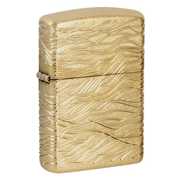 Зажигалка ZIPPO Armor® Волны роскоши с покрытием Искусственно состаренная латунь | Luxury Waves Tumbled Brass, латунь/сталь, золотистая, 38x13x57 мм для нанесения логотипа