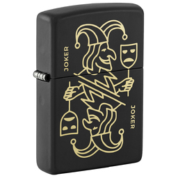 Зажигалка ZIPPO Джокер с маской с черным матовым покрытием | Masked Joker Design Black Matte, латунь/сталь, черная, 38x13x57 мм для нанесения логотипа