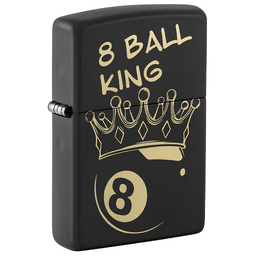 Зажигалка ZIPPO Чемпион по бильярду с черным матовым покрытием |Billiards Champion Design Black Matte, латунь/сталь, черная, 38x13x57 мм для нанесения логотипа