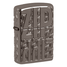 Зажигалка ZIPPO Реверсивная гравировка с покрытием черный лед | Armor® Reverse Carve Black Ice®, латунь/сталь, чёрная, глянцевая, 38x13x57 мм для нанесения логотипа