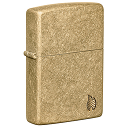 Зажигалка ZIPPO Armor® Пламя c покрытием Искусственно состаренная латунь | Flame Tumbled Brass, латунь/сталь, золотистая, 38x13x57 мм для нанесения логотипа