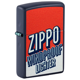 Зажигалка ZIPPO Заглавные буквы с темно-синем матовым покрытием | Color Block Design Navy Matte, латунь/сталь, синяя, 38x13x57 мм для нанесения логотипа