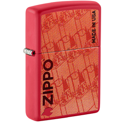 Зажигалка ZIPPO Сделано в США с красным матовым покрытием | Made in USA Design Red Matte, латунь/сталь, красная, 38x13x57 мм для нанесения логотипа