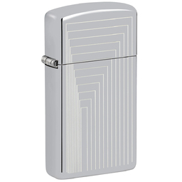 Зажигалка ZIPPO узкая с лазерным узором с покрытием глянцевый хром | Slim® Laser Pattern High Polish Chrome, латунь/сталь, серебристая, 29x10x60 мм для нанесения логотипа