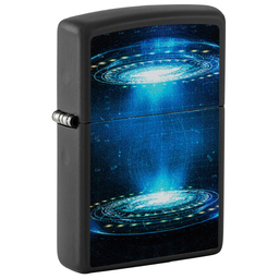 Зажигалка ZIPPO Пламя из НЛО с покрытием черный свет | UFO Flame Black Light, латунь/сталь, черная, матовая, 38x13x57 мм для нанесения логотипа