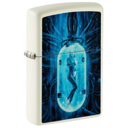 Зажигалка ZIPPO Капсула с покрытием, светящимся в темноте зеленым | Woman in Tube Glow In The Dark Green, латунь/сталь, белая, 38x13x57 мм для нанесения логотипа