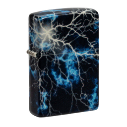 Зажигалка ZIPPO Молнии с покрытием, светящимся в темноте зеленым | Lightning Glow In The Dark Green, латунь/сталь, черная, 38x13x57 мм для нанесения логотипа