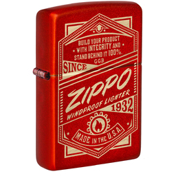 Зажигалка ZIPPO «Работает!» с металлизированным красным покрытием | It Works Design Metallic Red, латунь/сталь, красная, 38x13x57 мм для нанесения логотипа