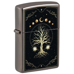 Зажигалка ZIPPO Мистическая природа с покрытием черный лед | Mystic Nature Design Black Ice®, латунь/сталь, черная, 38x13x57 мм для нанесения логотипа