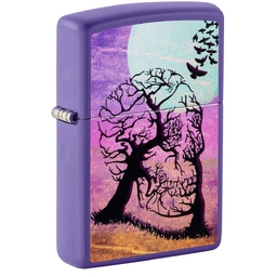 Зажигалка ZIPPO Деревья-черепа с фиолетовым матовым покрытием | Skull Tree Purple Matte, латунь/сталь, черная 38x13x57 мм для нанесения логотипа