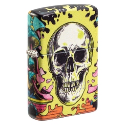 Зажигалка ZIPPO Череп с покрытием, светящимся в темноте зеленым | Skull Design Glow In The Dark Green,латунь/сталь,разноцветная38x13x57 мм для нанесения логотипа
