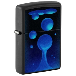 Зажигалка ZIPPO Лавовая лампа с покрытием черный свет | Lava Lamp Black Light, латунь/сталь, черная,матовая 38x13x57 мм для нанесения логотипа