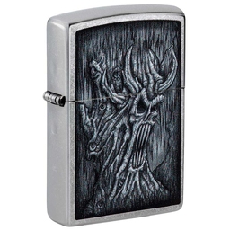 Зажигалка ZIPPO Дерево зла с покрытием поцарапанный хром | Evil Tree Street Chrome, латунь/сталь, серебристая, 38x13x57 мм для нанесения логотипа