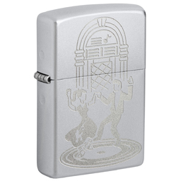 Зажигалка ZIPPO Старомодный танец с покрытием сатинированный хром | Vintage Dance Satin Chrome, латунь/сталь, серебристая, 38x13x57 мм для нанесения логотипа