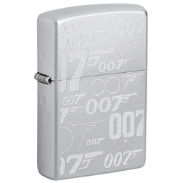 Зажигалка ZIPPO Джеймс Бонд с покрытием сатинированный хром | James Bond™ Satin Chrome, латунь/сталь, серебристая, 38x13x57 мм для нанесения логотипа