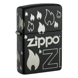 Зажигалка ZIPPO Традиционный дизайн с черным матовым покрытием | Zippo Design Black Matte, латунь/сталь, черная, матовая, 38x13x57 мм для нанесения логотипа