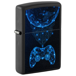 Зажигалка ZIPPO Игровая приставка с черным матовым покрытием | Gaming Black Matte, латунь/сталь, черная, матовая, 38x13x57 мм для нанесения логотипа