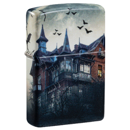 Зажигалка ZIPPO Дом с привидениями с матовым покрытием на 540 | Horror House 540 Matte, латунь/сталь, белая, 38x13x57 мм для нанесения логотипа