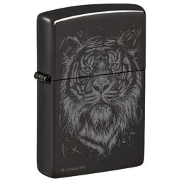 Зажигалка ZIPPO Большая кошка с черным глянцевым покрытием | Big Cat High Polish Black, латунь/сталь, черная, глянцевая, 38x13x57 мм для нанесения логотипа
