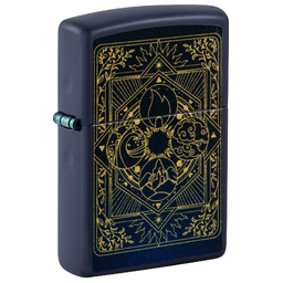 Зажигалка ZIPPO Элементы стихий с темно-синем матовым покрытием | Elements Design Navy Matte, латунь/сталь, синяя, матовая, 38x13x57 мм для нанесения логотипа