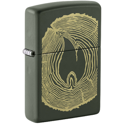 Зажигалка ZIPPO Спил дерева с зеленым матовым покрытием | Wood Ring Green Matte, латунь/сталь, зеленая, матовая, 38x13x57 мм для нанесения логотипа
