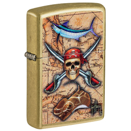 Зажигалка ZIPPO Гай Харви с покрытием поцарапанная латунь | Guy Harvey Street Brass, латунь/сталь, золотистая, 38x13x57 мм