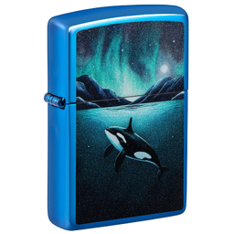 Зажигалка ZIPPO Кит с глянцевым синим покрытием | Whale High Polish Blue, латунь/сталь, синяя, глянцевая, 38x13x57 мм для нанесения логотипа