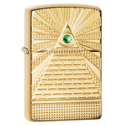 Зажигалка ZIPPO Armor™ Всевидящее око с покрытием Глянцевая латунь | Eye of Providence High Polish Brass, латунь/сталь, золотистая, 38x13x57 мм для нанесения логотипа