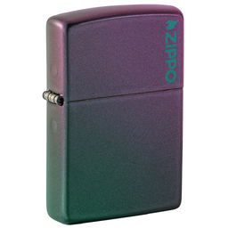 Зажигалка ZIPPO Логотип с зелено-фиолетовым покрытием | Logo Iridescent, латунь/сталь, фиолетовая, матовая, 38x13x57 мм для нанесения логотипа