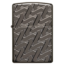 Зажигалка ZIPPO Armor® Геометрический узор с глянцевым покрытием Черный лед | Geometric Weave High Polish Black Ice®, латунь/сталь, чёрная, 38x13x57 м для нанесения логотипа