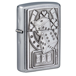 Зажигалка ZIPPO Счастливая 7 с покрытием поцарапанный хром | Lucky 7 Street Chrome, латунь/сталь, серебристая, 38x13x57 мм для нанесения логотипа
