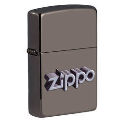 Зажигалка ZIPPO Фирменный дизайн с покрытием черный лед | Zippo Design Black Ice®, латунь/сталь, чёрная, глянцевая, 38x13x57 мм для нанесения логотипа