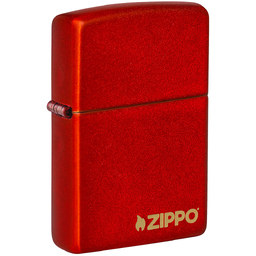 Зажигалка ZIPPO Логотип с металлизированным красным покрытием | Logo Metallic Red, латунь/сталь, красная, матовая, 38x13x57 мм для нанесения логотипа