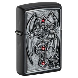 Зажигалка ZIPPO Крест с крылатым драконом с черным матовым покрытием | Winged Dragon Cross Black Matte, латунь/сталь, чёрная, 38x13x57 мм для нанесения логотипа