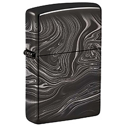 Зажигалка ZIPPO Мраморный узор с черным глянцевым покрытием | Marble Pattern High Polish Black, латунь/сталь, чёрная, 38x13x57 мм для нанесения логотипа